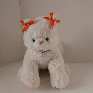 Build A Bear White Kitty with Colar Orange Bows Plush Stuffed Animal (10)